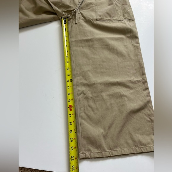 O.N.S. ONS One Nice Shop Cropped Pants Cotton Beige Khaki Size Large - Picture 9 of 9